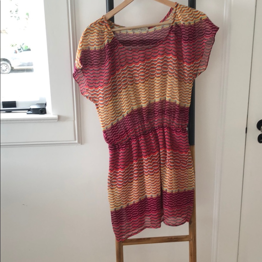 Multi colored see through material dress